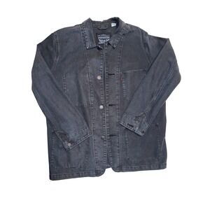 Levi Strauss & Co Mens XL Dark Wash Workwear Chore Engineer Coat Jacket Blk Grey